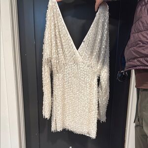 Elegant White Sequin Dress